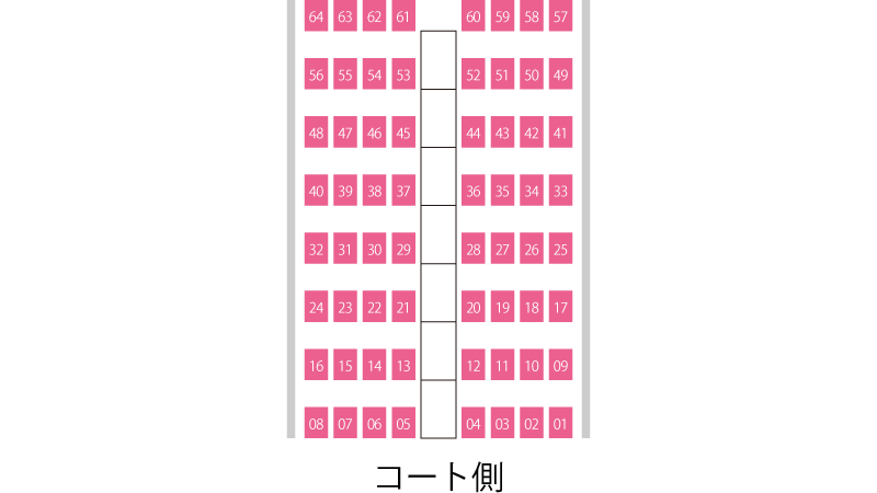 座席配置 1階 西側 Aブロック