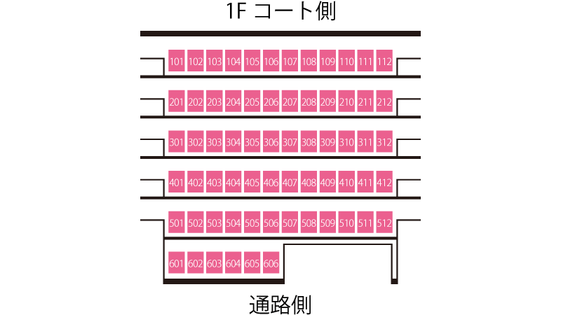 座席配置 2階 東側 16ブロック